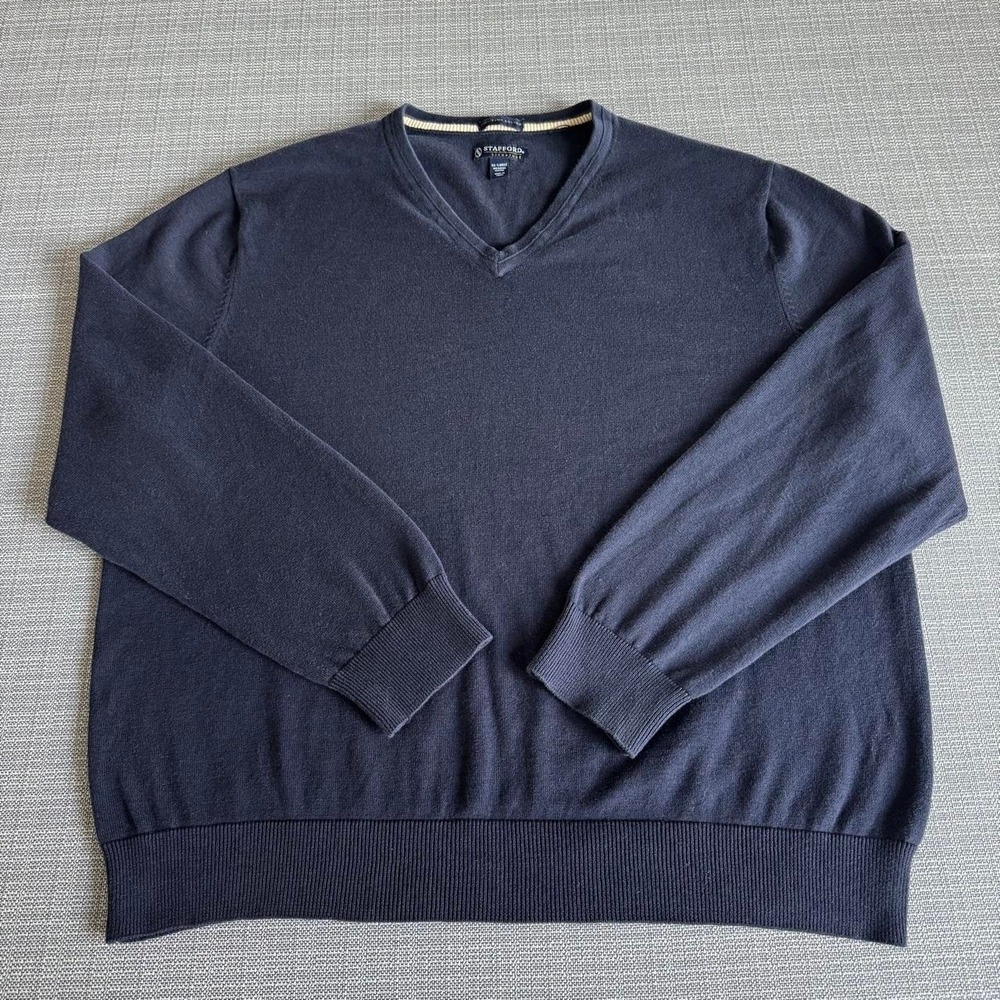 Stafford Signature Vintage 100% Pima Cotton V-Neck Sweater